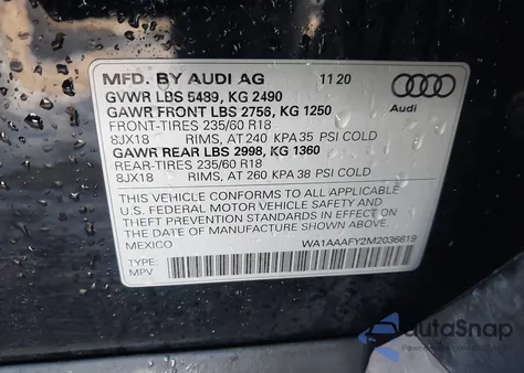 2021 Audi Q5 Premium 45 Tfsi Quattro S Tronic from USA, damaged, VIN WA1AAAFY2M2036619